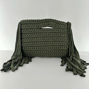 New! Binge Frida Fringe Knitted Woven Boho Clutch